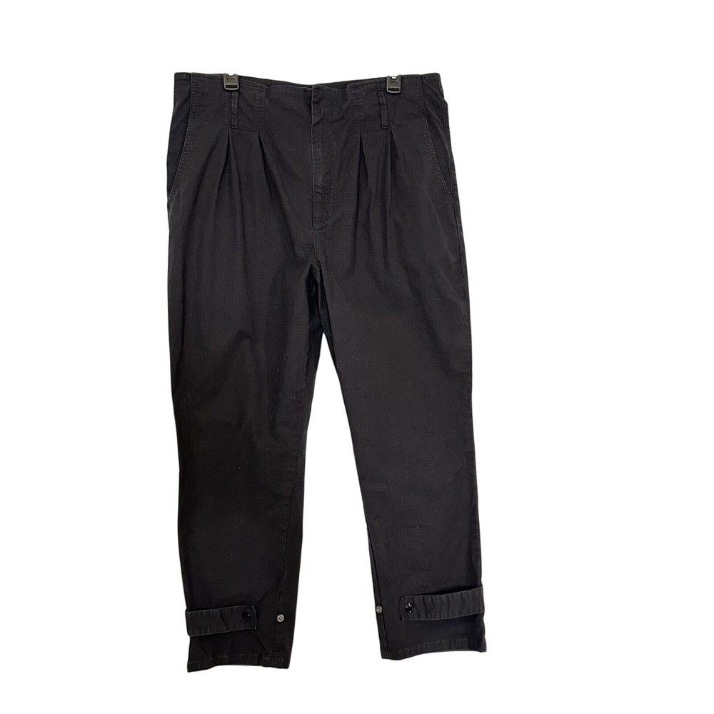 Good American Pleated Ankle Tapered Pants 15/33 Black Utility High Rise GPBP159